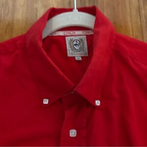 Cinch Men's Bright Red Button-Down Collar Shirt Medium Cowboy Rodeo